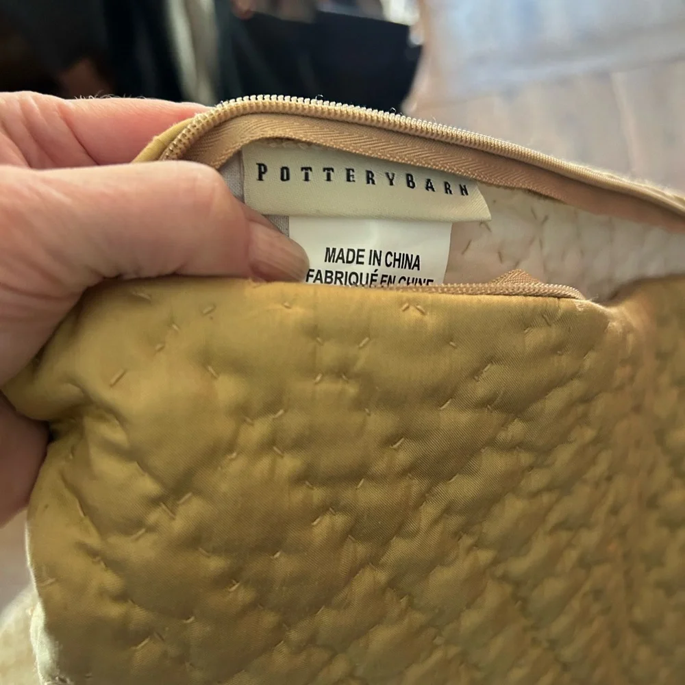 Set of 3 Pottery Barn Gold 100% Silk Throw Pillow Covers like new